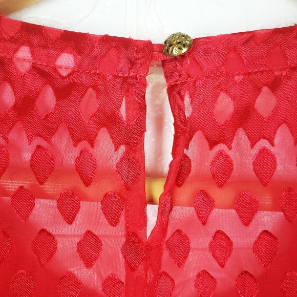 CAbi Patterned Red Scarlet Blouse #3130 Perfect Valentines look! - Picture 5 of 8